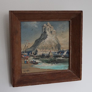 Original oil painting on board, Signed by Rima, Beautiful vintage artwork, Lovely gift for art collectors, Cracks in oil