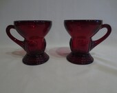 Pair of New Martinsville Moondrops Red Handled Whiskeys