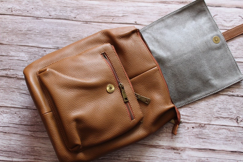 brown leather backpack leather backpack with a handle.Black leather backpack bag made of genuine leather gift Leather backpack
