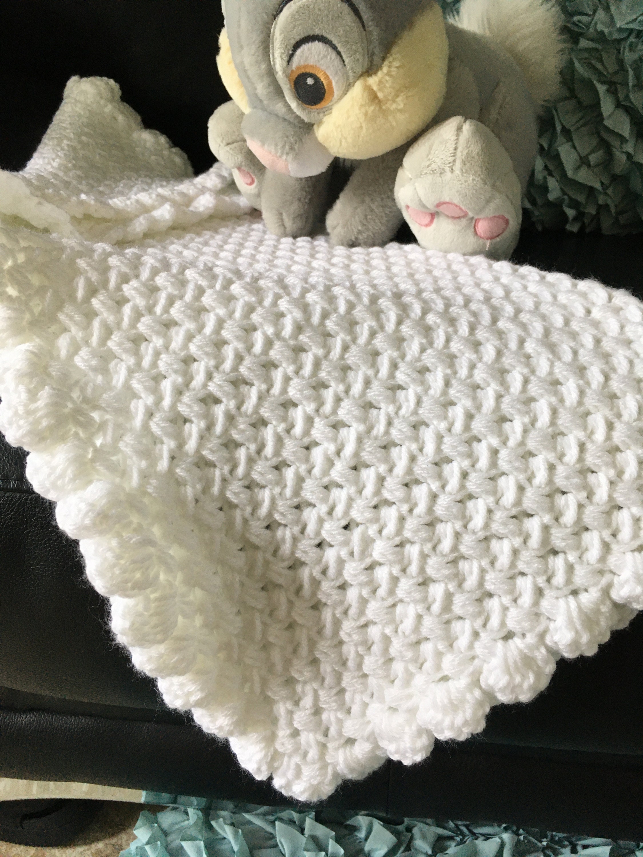 White Baby Blanket Handmade Crochet Baby Blanket Knit White Etsy
