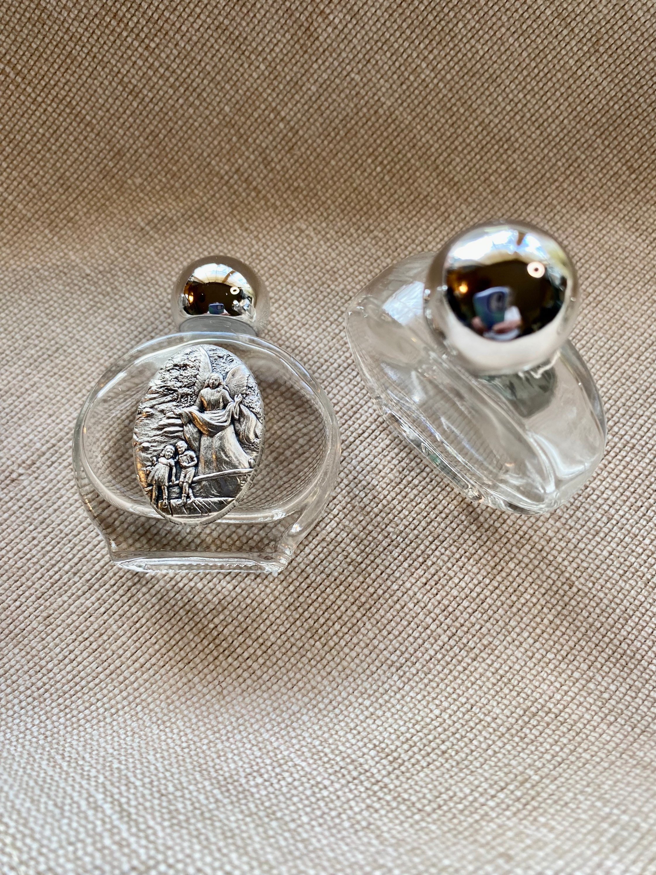 Botella de agua bendita, ángel de la guarda, primera comunión, bautismo, obsequios religiosos, regalo de Pascua