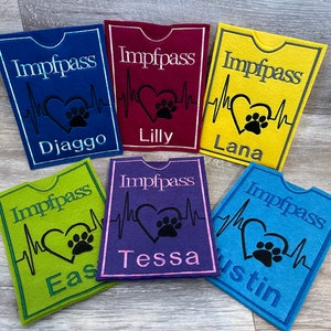 Impfausweishülle / Impfpasshülle / Hülle für den Impfausweis / Haustier / Hund / Katze / Kaninchen / aus Filz / mit Wunschnamen