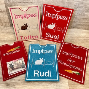 Impfausweishülle / Impfpasshülle / Hülle für den Impfausweis / Kleintier / Kaninchen / aus Filz / mit Wunschnamen