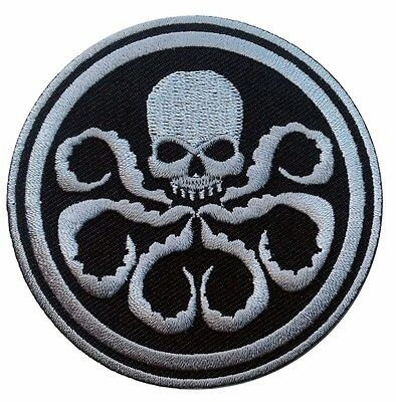 Silver Hydra Logo 3 Tall Embroidered Costume Patch