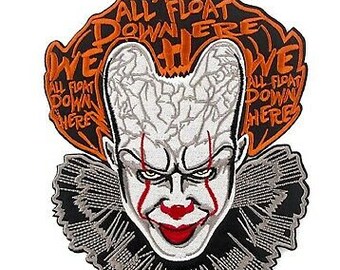 It Movie Pennywise Clown Red balloon Logo embroidered Patch 3 3/4 inches tall 
