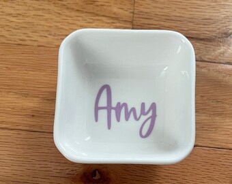 Monogramed Ring Dish, Jewelry Holder, Small Square Dish, Customized, Gifts for Bridesmaids, Party Favor