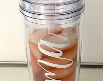 Personalized Tumbler: 18 oz Insulated Acrylic Tumbler with Straw