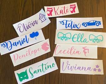 Custom Vinyl Name Decal with Symbol: Personalized Kids Sticker