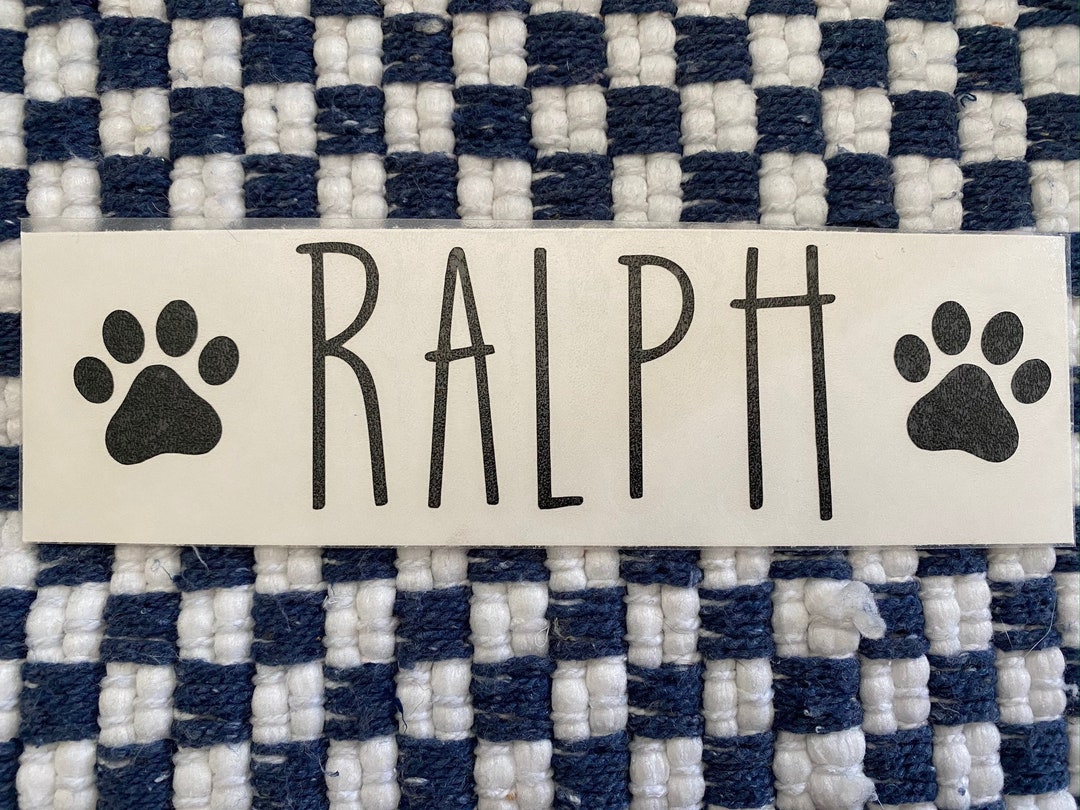 Dog Vinyl Name Decal With Paw Prints Dog Name Sticker Vinyl Etsy