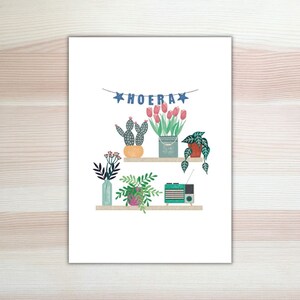 Verjaardagskaart Hoera planten
