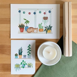 SALE Brievenbuscadeau Home sweet home (met kaarsje, schoteltje, illustratie, kaarthouder en handgeschreven kaart) - gratis verzending