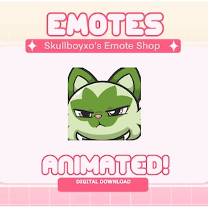 Geanimeerde emote Sprigatito Ragey voor Twitch and Discord
