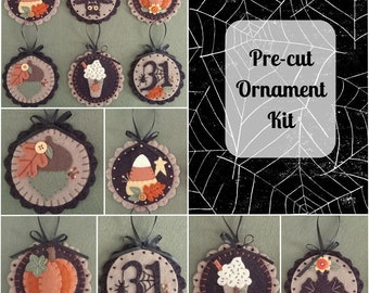 Pre-Cut Wool Blend Felt Halloween Treats Ornament Kit - Mini Penny Rug - Penny Lane Primitives