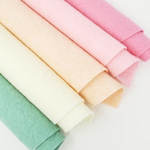 Ice Cream Pastels - Hand Washed Merino Wool Blend Felt 5 Sheets 9&quot;X12&quot; Collection | Soft & Durable for Crafting, Sewing, DIY Projects