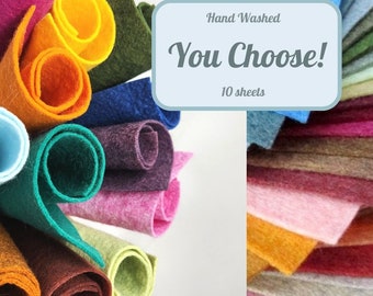 Hand Washed Merino Wool Blend Felt 9"X12" Sheets / Choose 10 Sheets