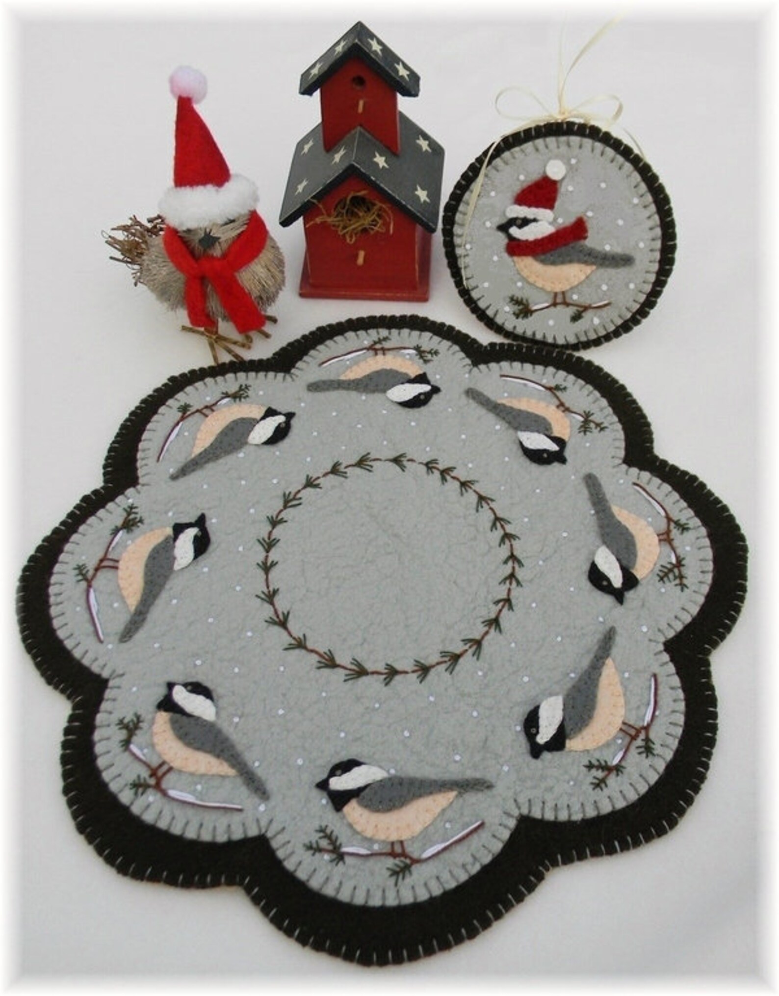 Prewashed Wool Felt Penny Rug Kit Cheerful Chickadee Etsy