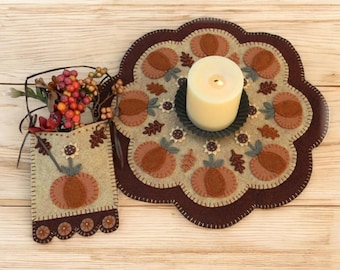 Pre-Washed Wool Felt Penny rug Kit - Autumn Beauty - Penny Lane Primitives Candle Mat Kit