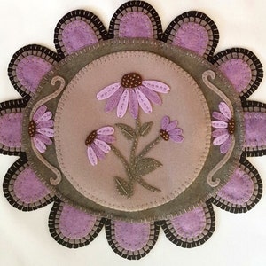 Pre-Washed Wool Felt Penny rug Kit - Garden Gate Purple - Penny Lane Primitives Candle Mat Kit