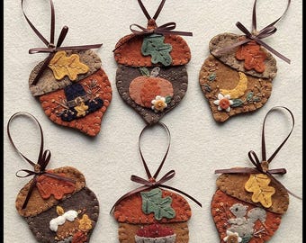 Magical Fall Wool Felt Kit – Pre-Cut Wool Appliqué Ornaments – DIY Autumn Craft Kit