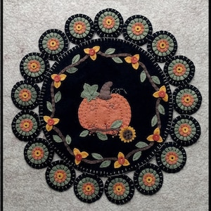 Pre-Washed Wool Felt Penny rug Kit - October's Gift - Penny Lane Primitives Candle Mat Kit