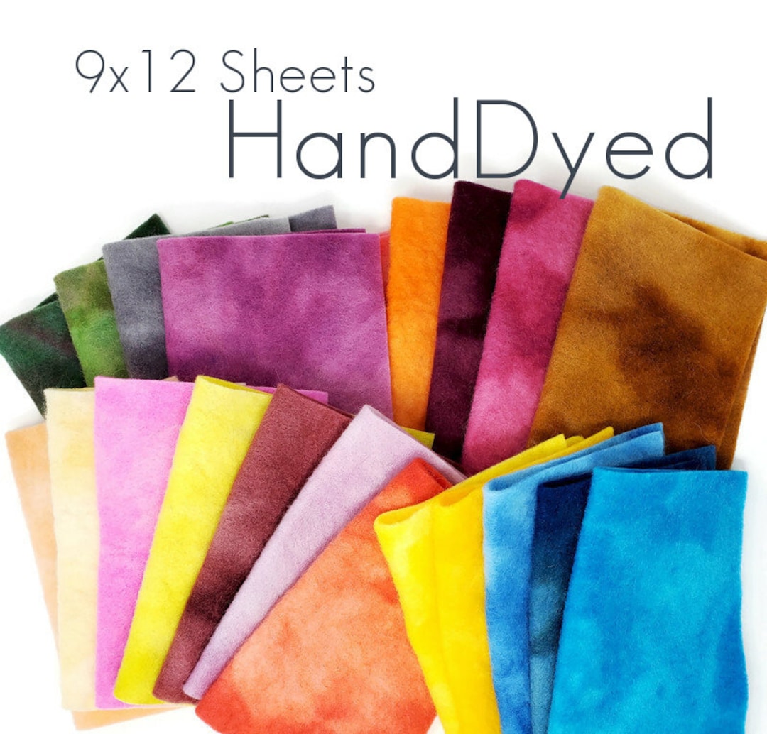 Hand Dyed 100 Merino Wool Felt Sheets 9x12 Soft With Vibrant Color