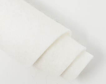 White - Hand Washed Merino Wool Blend Felt Sheets or Yard | Soft & Durable for Crafting, Sewing, DIY Projects
