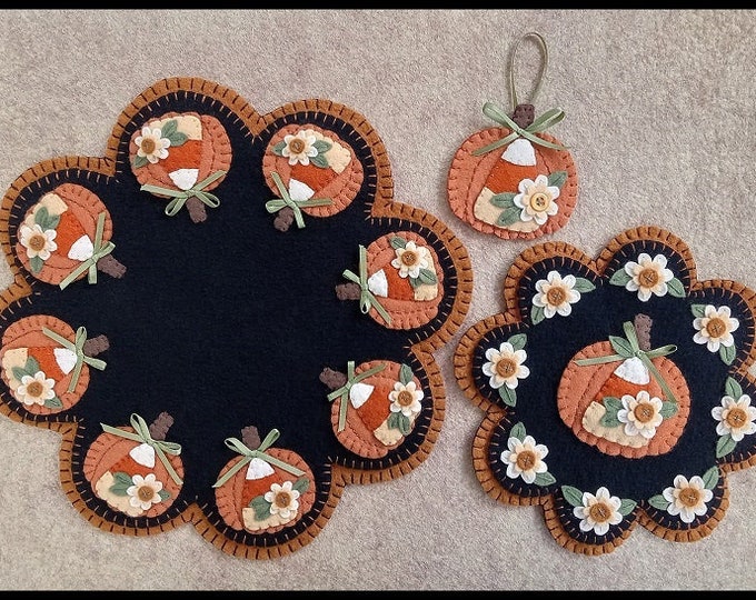 Pre-washed Wool Felt Penny Rug Kit Night Watchman Penny Lane Primitives ...