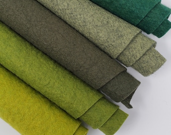 Hand Washed Merino Wool Blend Felt 5 Sheets 9"X12" Collection Evergreen Forest