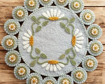Pre-Washed Wool Felt Penny rug Kit - Summer Breeze - Penny Lane Primitives Candle Mat Kit
