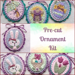 Pre-Cut Wool Blend Felt Happy Easter Ornament Kit - Mini Penny Rug - Penny Lane Primitives