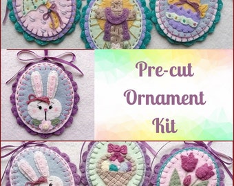 Pre-Cut Wool Blend Felt Happy Easter Ornament Kit - Mini Penny Rug - Penny Lane Primitives