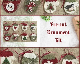 Pre-Cut Wool Blend Felt Mini Mittens Ornament Kit - Penny Lane Primitives