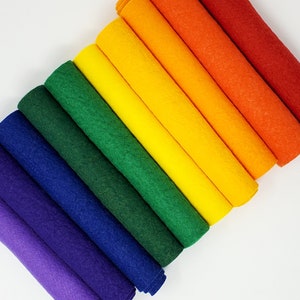 Rainbow - Hand Washed Merino Wool Blend Felt 10 Sheets 9&quot;X12&quot; Collection | Soft & Durable for Crafting, Sewing, DIY Projects