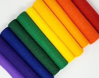 Rainbow - Hand Washed Merino Wool Blend Felt 10 Sheets 9"X12" Collection | Soft & Durable for Crafting, Sewing, DIY Projects