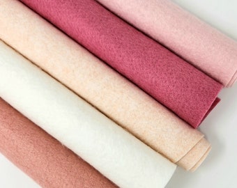 Hand Washed Merino Wool Blend Felt 5 Sheets 9"X12" Collection Rosey Cheeks