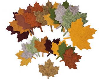 Hand Washed Wool Blend Felt Maple Leaves – Perfect for Fall Crafting!