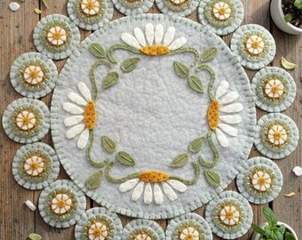 Pre-cut Wool Felt Penny rug Kit - Summer Breeze - Penny Lane Primitives Candle Mat Kit