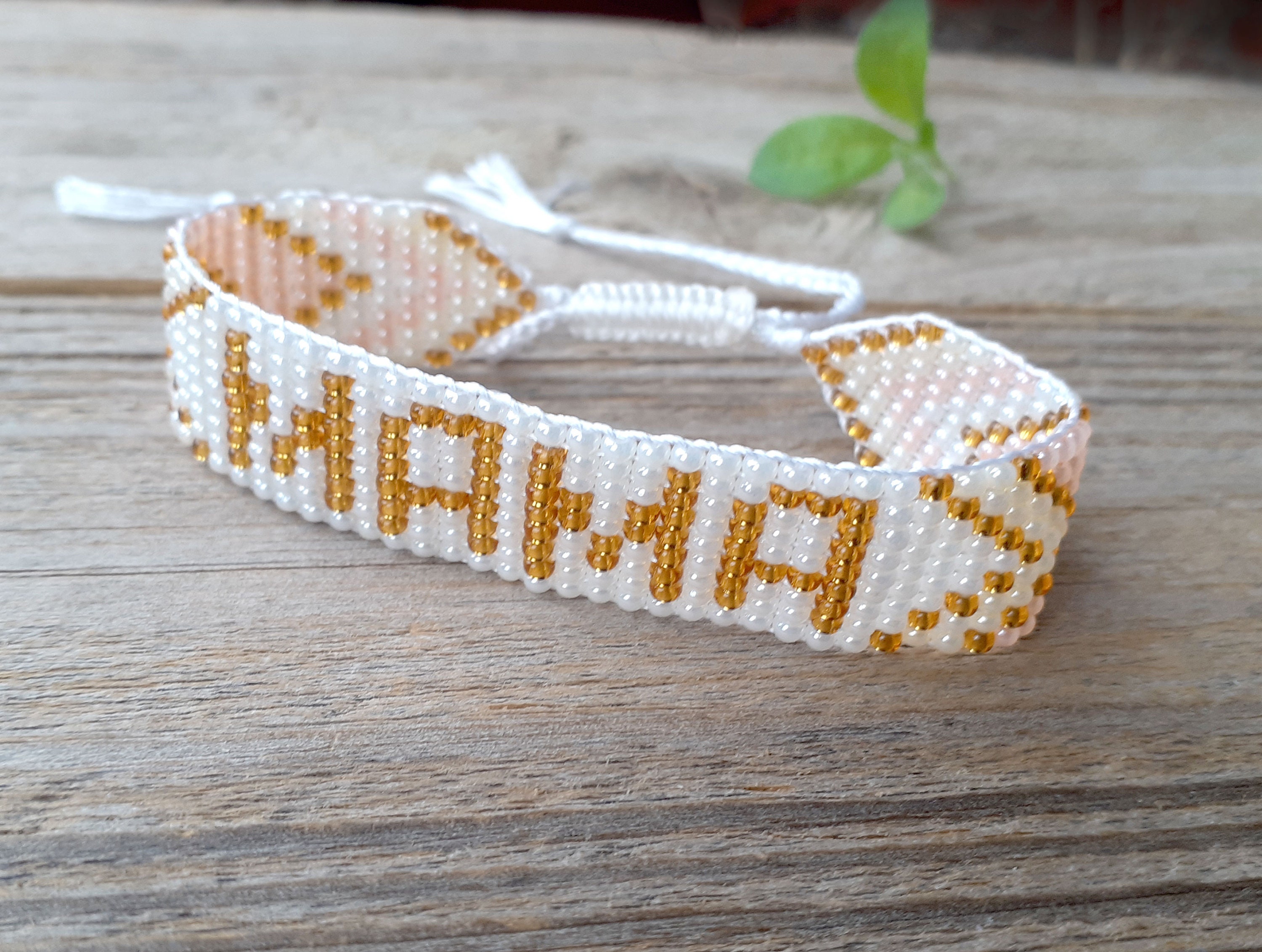 Bracelet Mama Beaded Bracelet With Inscription Hand Woven Loom Etsy