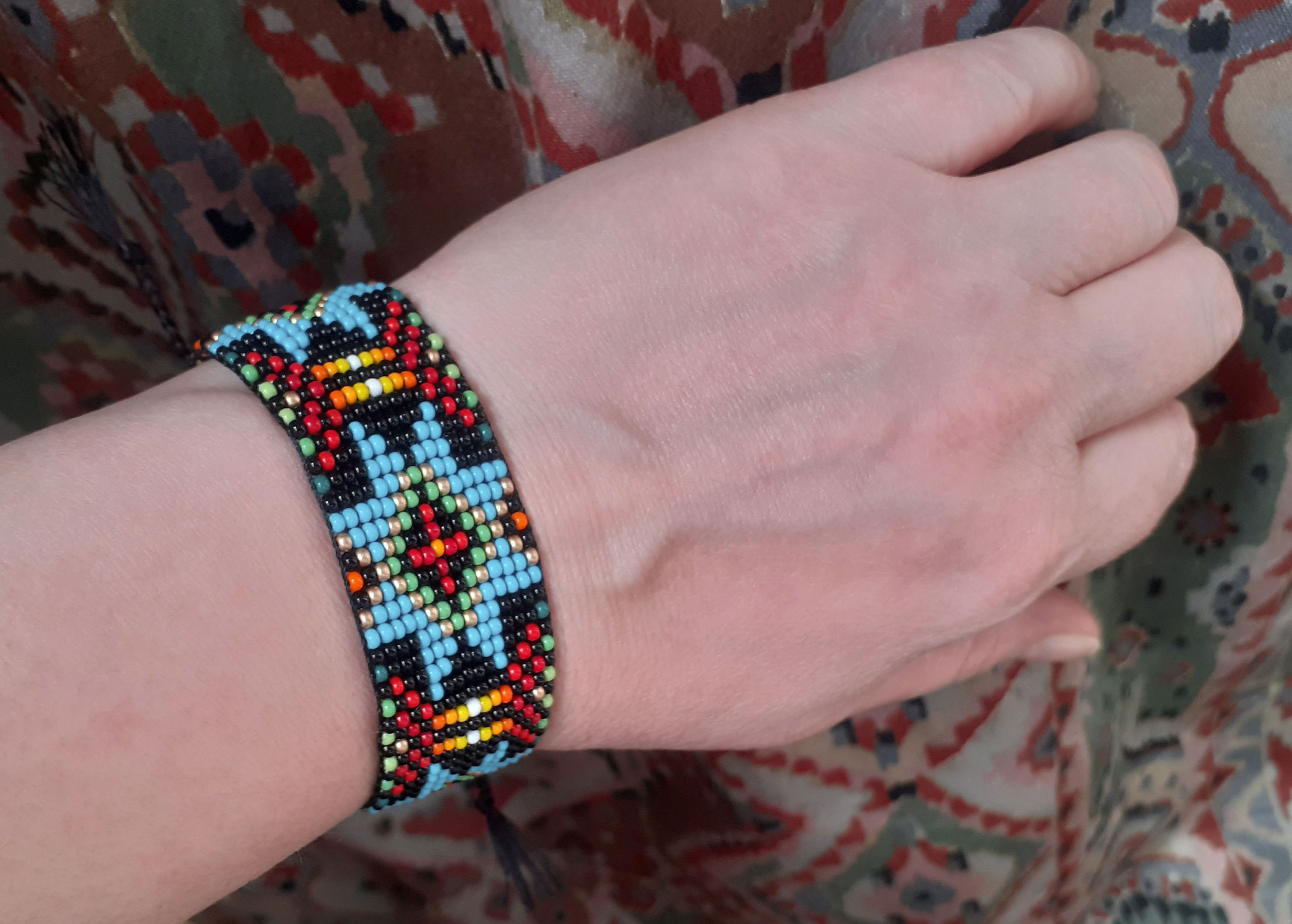 Eight-pointed Star Beaded Bracelet, Handwoven Loom Wristband Eight-pointed Star Beaded Bracelet, Handwoven Loom Wristband