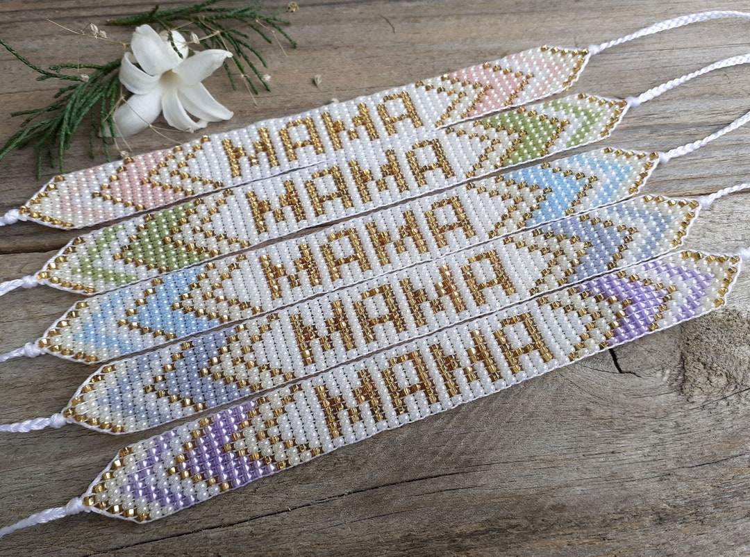 Mama Bracelet Minimalist Gift Soft Pastel Beaded Jewelry Meaningful Mom ...