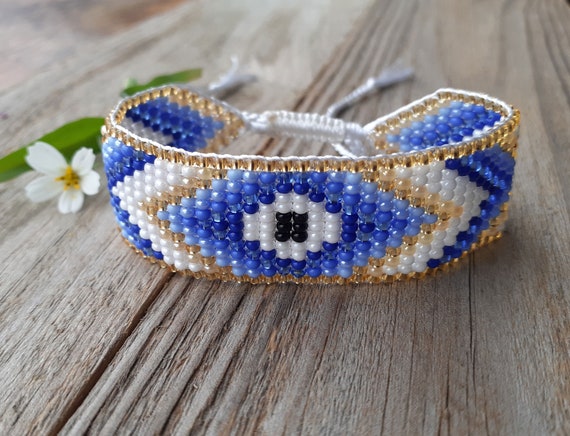 Evil Eye Bracelet Loom Protective Amulet Seed Beads 