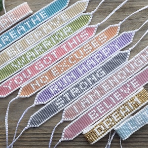 I am enough bracelet Motivational personalized beaded wristband  Custom loom handwoven word for girls or women Seed bead inscription jewelry