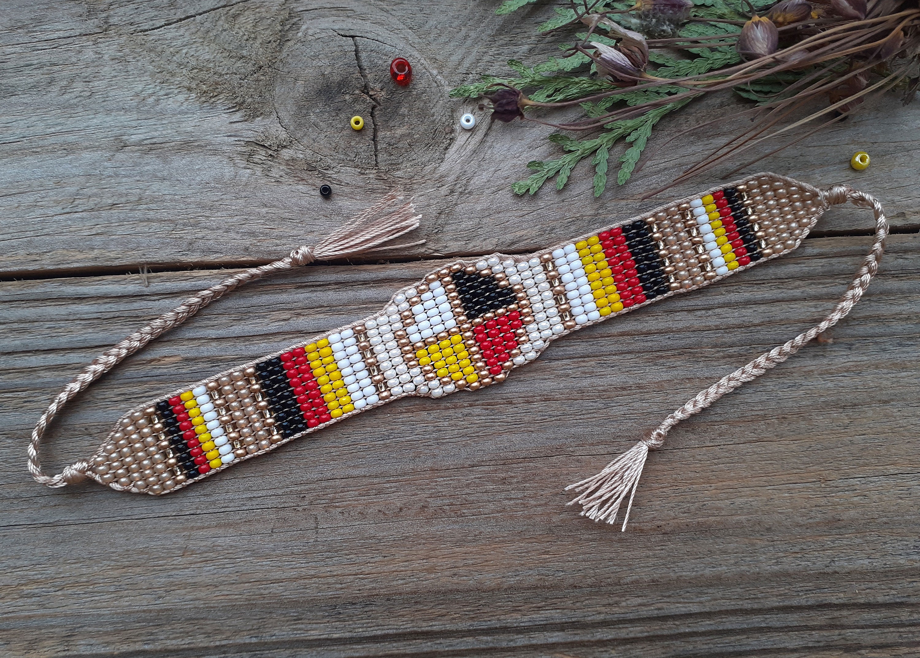 Native American bracelet Medicine wheel hand woven loom Etsy
