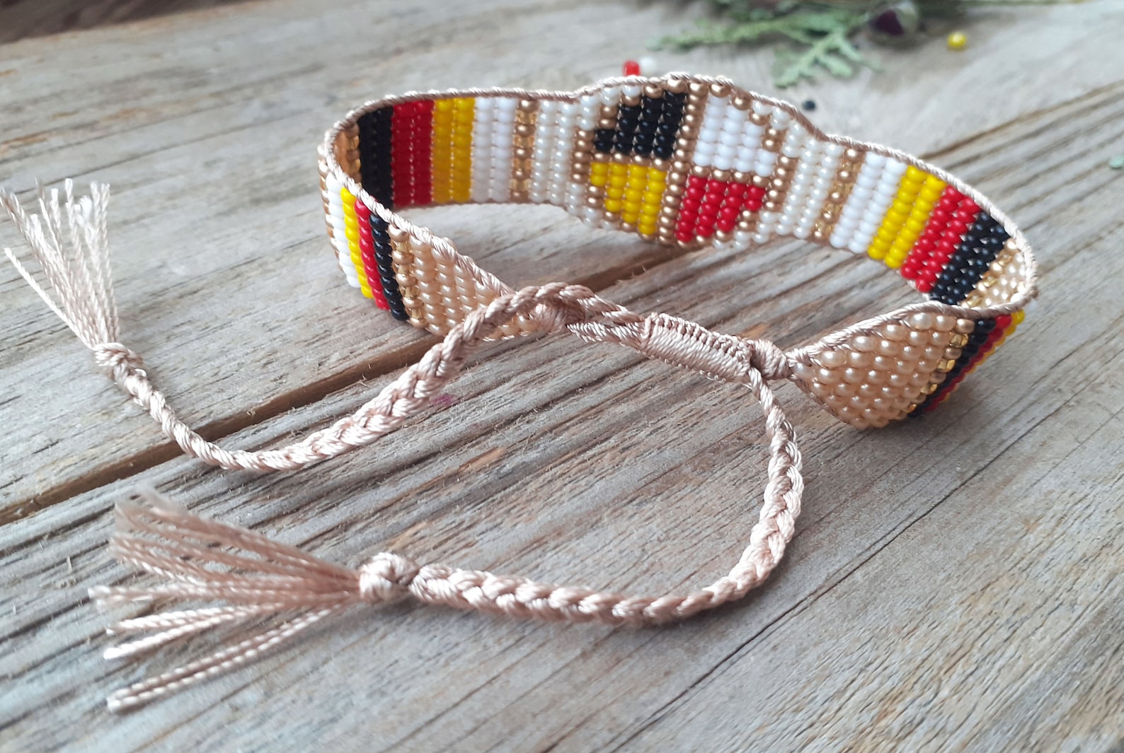 Beaded Bracelet With Medicine Wheel Simbol Hand Woven Loom Etsy