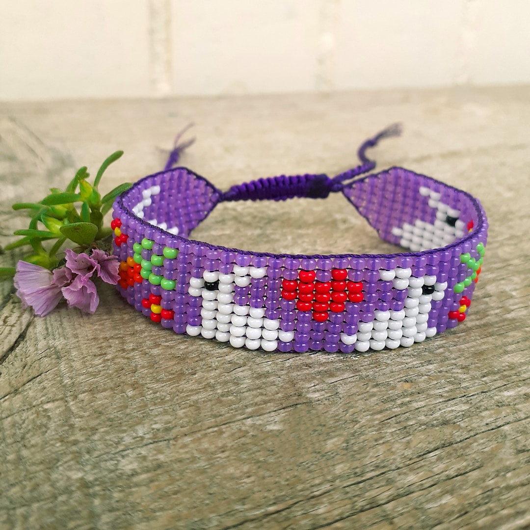 Bunny Bracelet, Adjustable Beaded Bracelet With Baby Hare and Heart