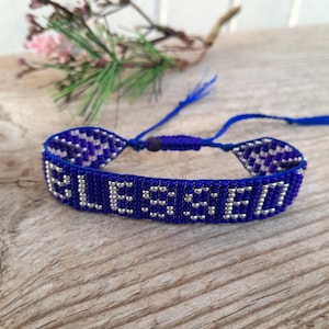 Blessed Beaded Bracelet Inspirational Word Jewelry Loom Wristband