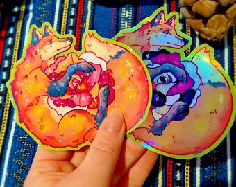 LGBTQ+ Pride Fox Rose Stickers | Gifts for Queer People