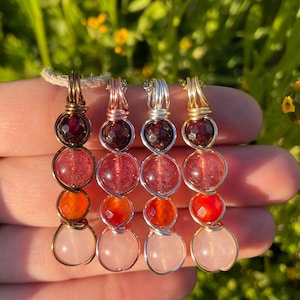 Self Love Necklace, Crystal Love Necklace, Wire wrap necklace, Valentine’s Day Gift, Garnet, Rose Quartz, Strawberry Quartz, Carnelian,