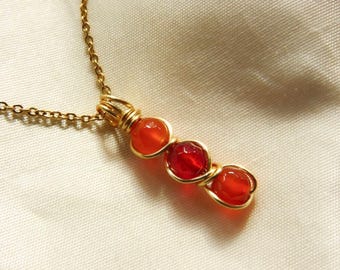 Collana con corniola, collane con perline di corniola, collana con corniola in oro