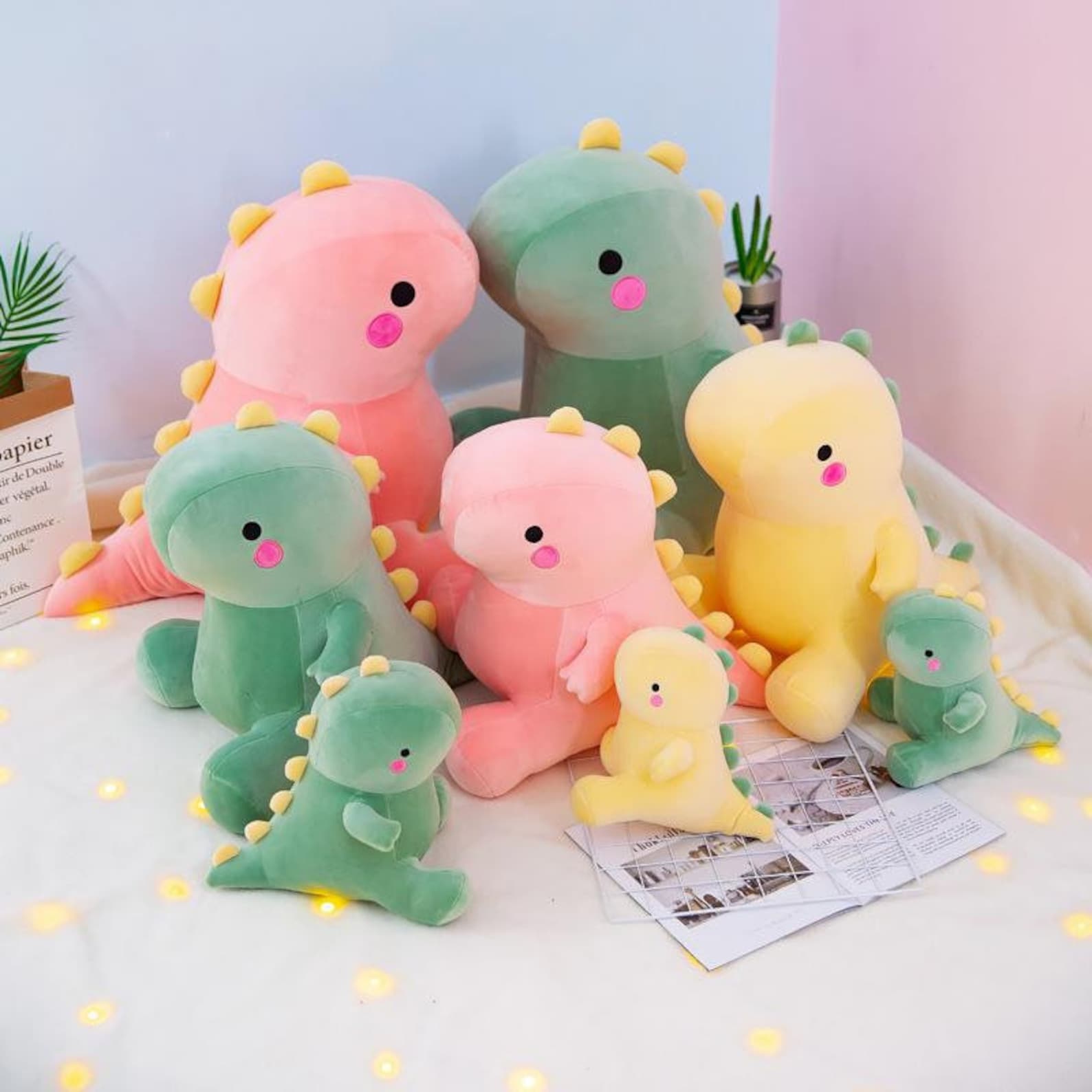 Kawaii Pastel Dino Plushies Chonky Dinosaur Stuffed Animal Etsy